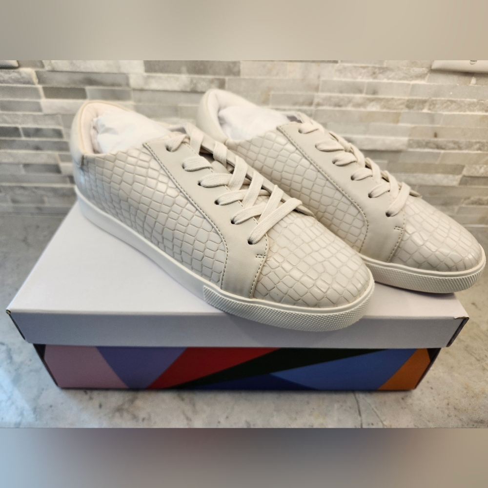 Katy Perry Collections Croc-Embossed White Sneakers - Picture 2 of 6